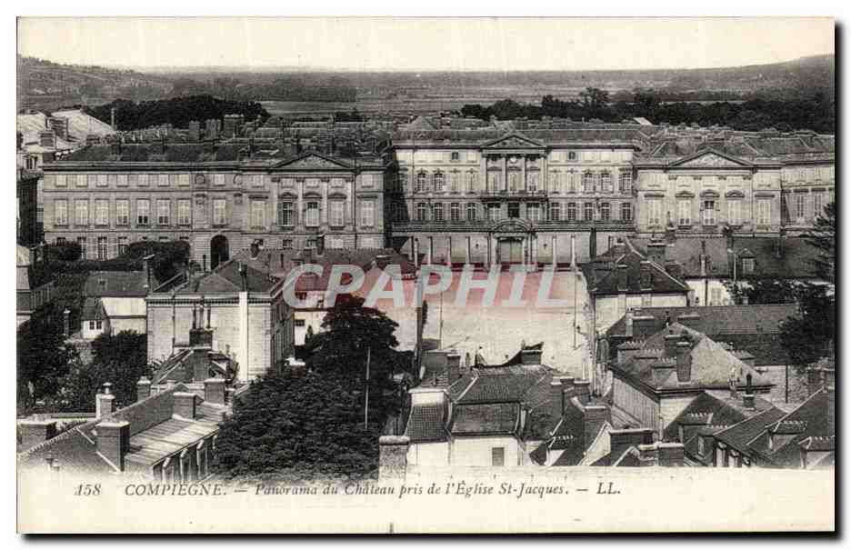 CPA Compiegne Panorama du Chaetau pris de l Eglise St Jacques