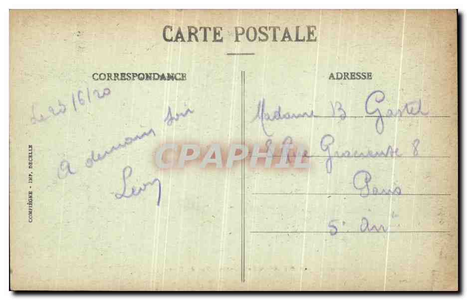 Compiègne - Le Château - Vue du Parc — Decelle, Compiègne — Verso