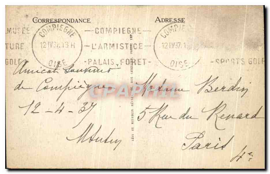CPA Compiegne La Place de l arsenal — Rückseite