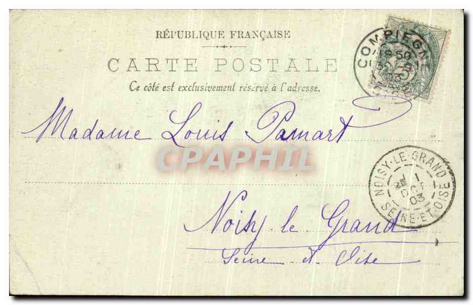 CPA Chateau de Compiegne la salle des fetes — Verso