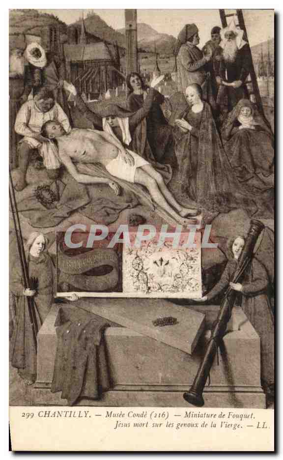 Chantilly — Musée Condé — Miniature de Fouquet — Jésus mort sur les genoux de la Vierge — LL.
