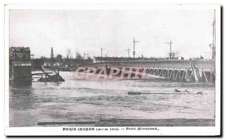CPA Paris Inonde Pont Mirabeau