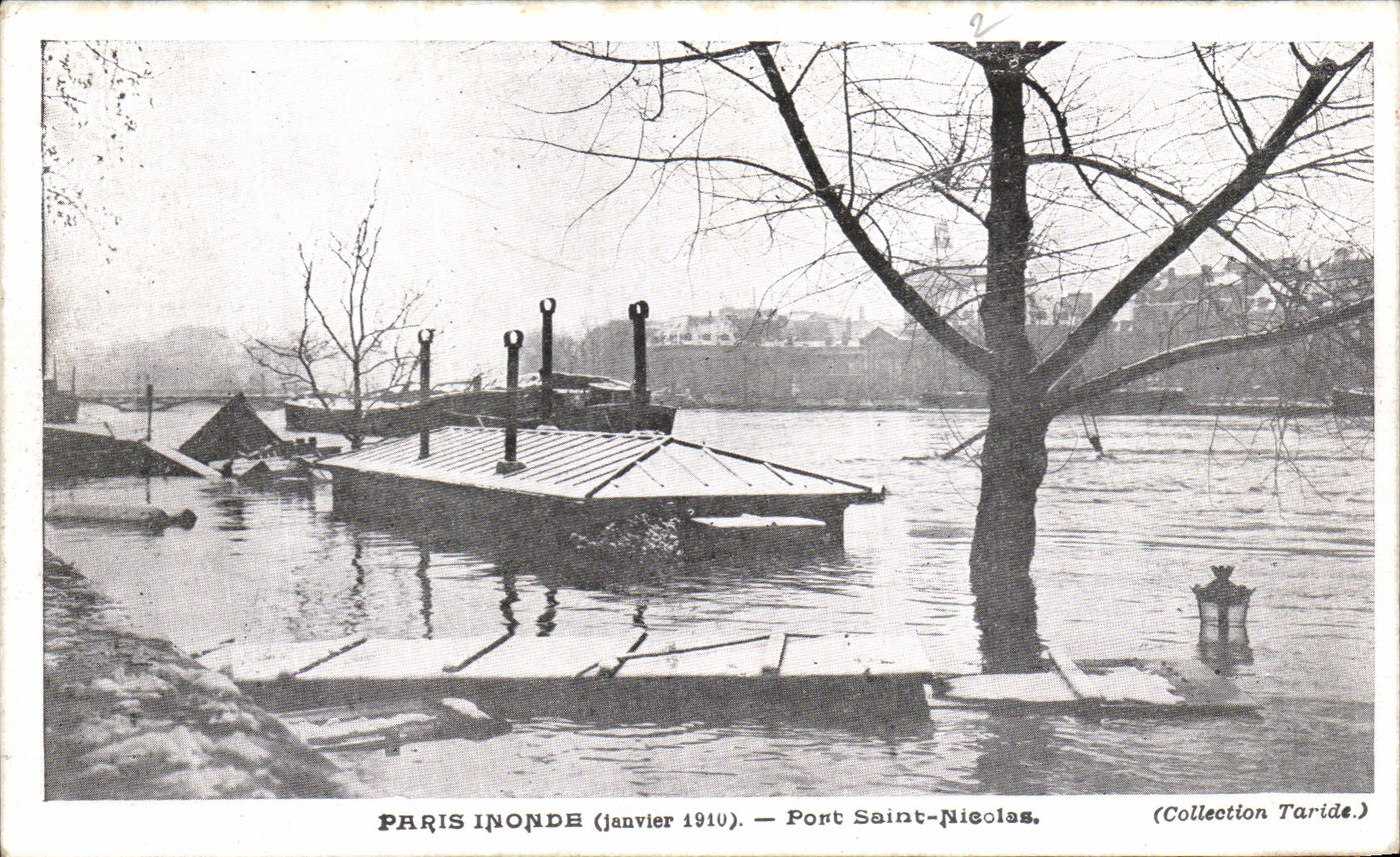 CPA Paris Inonde Pont Saint Nicolas