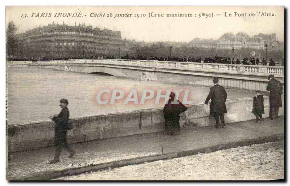 CPA Paris Inonde Cliche Le Pont de l Alma