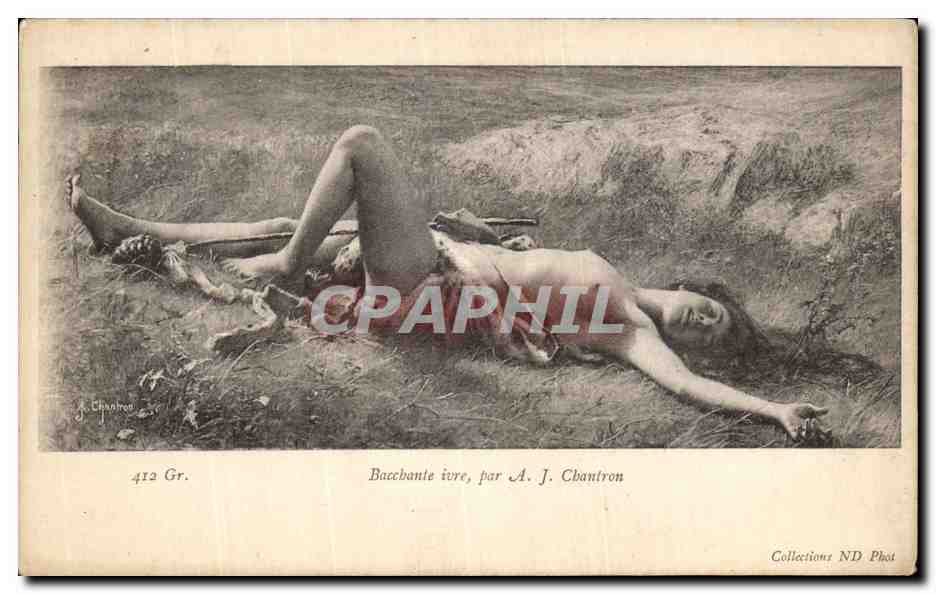 CPA Bacchante ivre Chantron FEmme nue erotique 