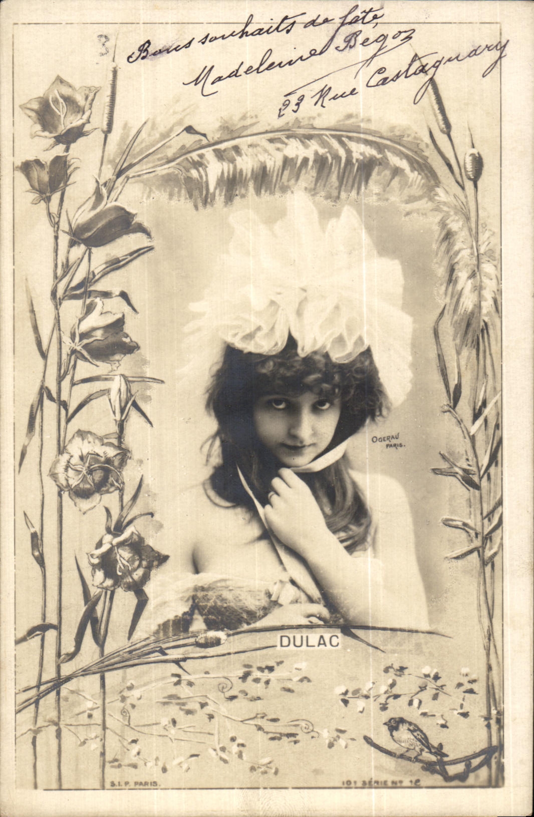 Giovane donna con cappello di paglia — Serie 16 — editore Dulac, Parigi