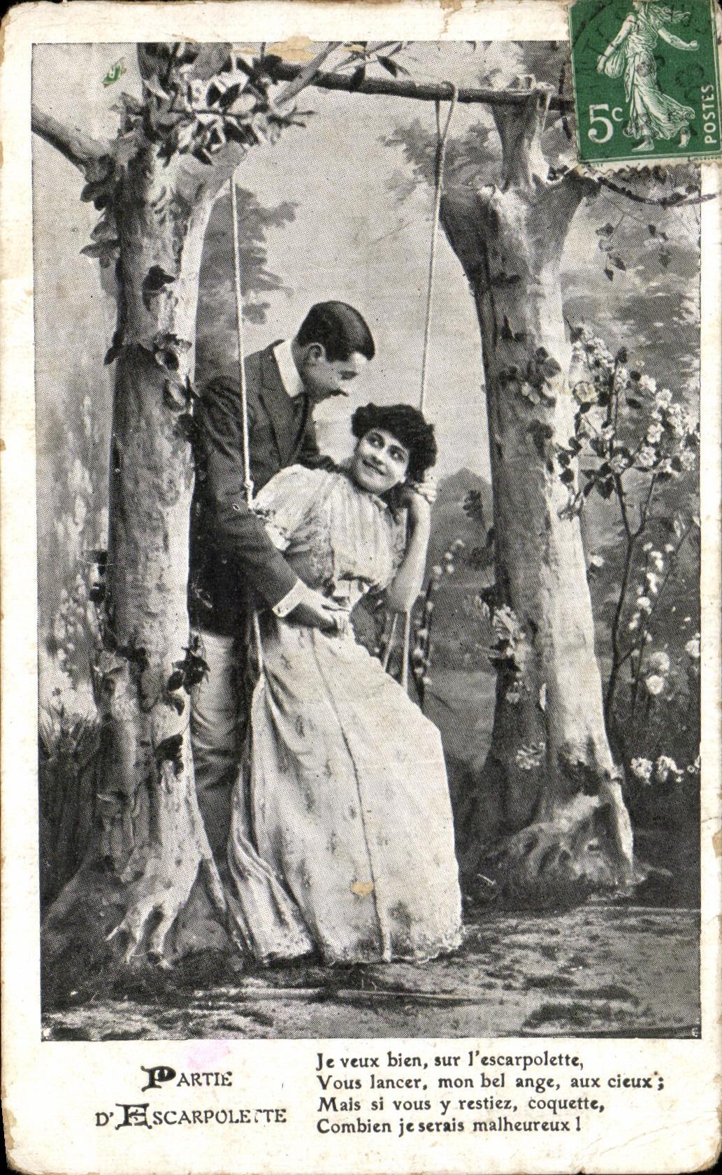 CPA Femme balancoire Escarlopette