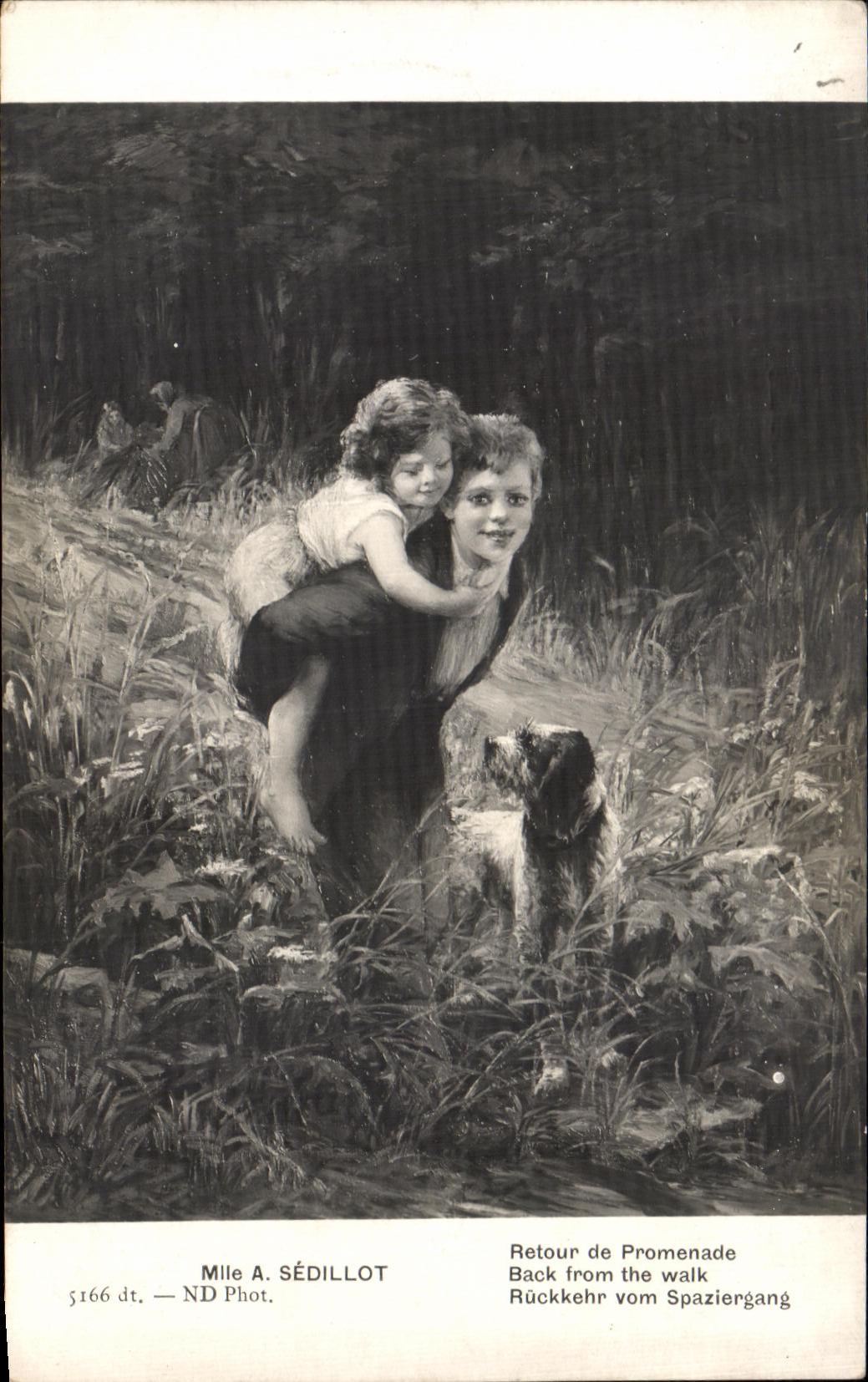 CPA Sedillot Retour de promenade Enfants Chien 