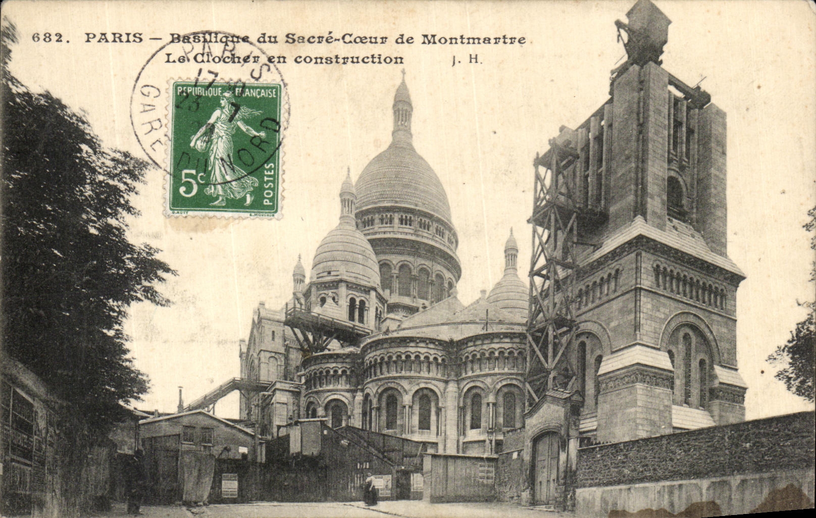 CPA Paris Basilique Du Sacre Coeur de Montmartre Le Clocher en Construction 