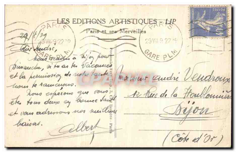 CPA Paris Le jardin des Tuileries  — Verso