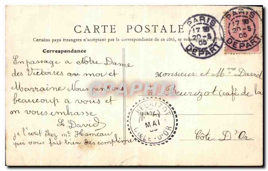 CPA Paris Notre Dame Victoire de Paris — Rückseite