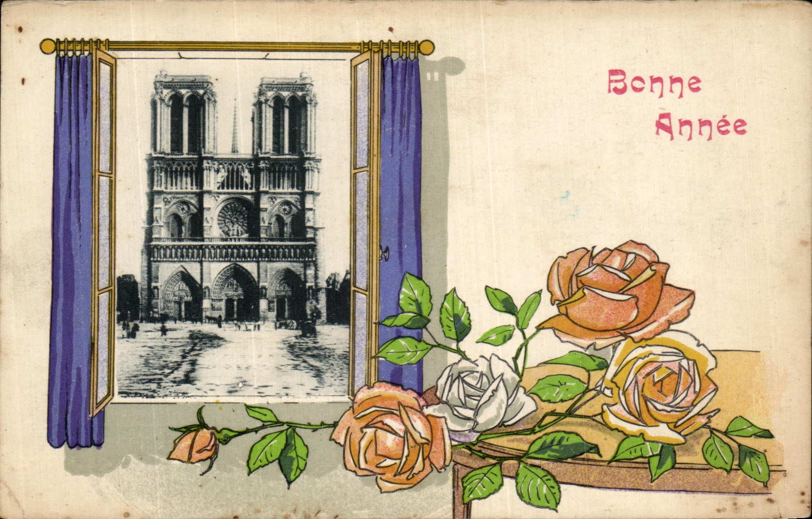 CPA Bonne Annee Notre Dame de Paris 