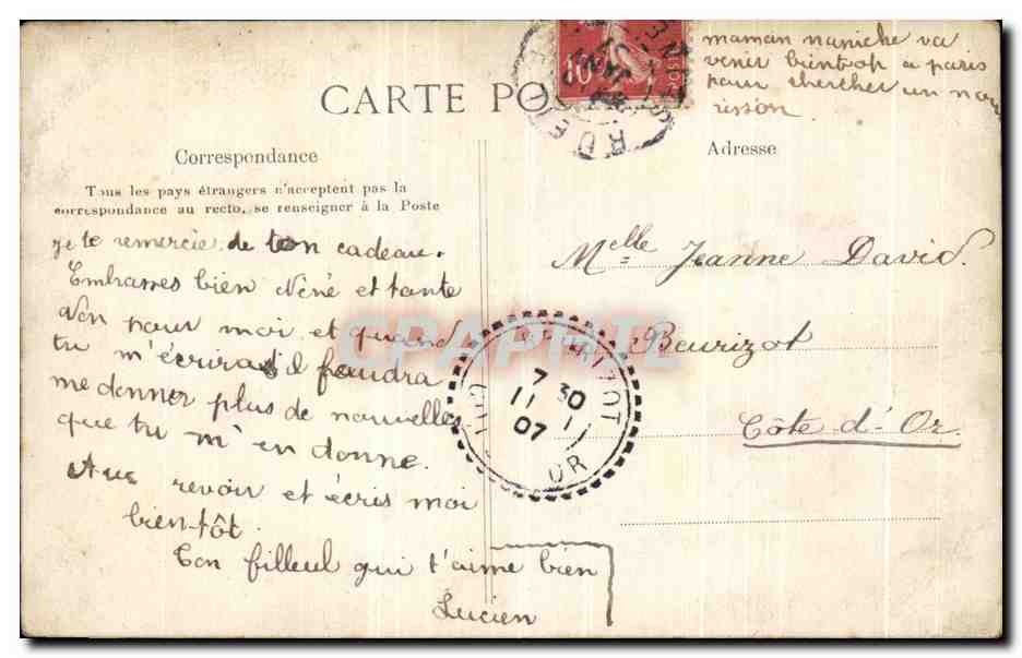 CPA Souvenir De Paris 17eme — Rückseite