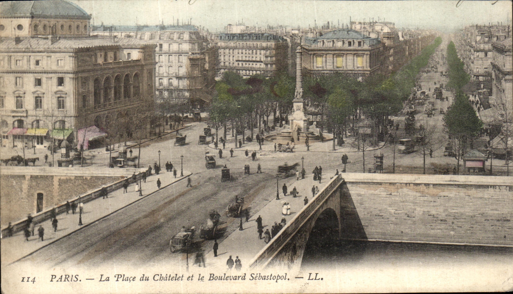 CPA Paris La Place du Chateau et Le Boulevard Sebastopol