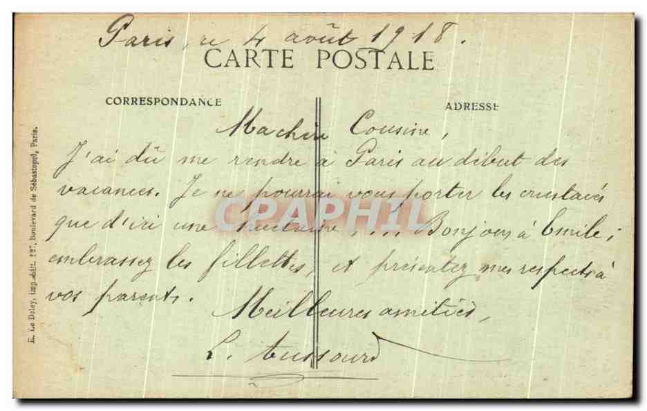 CPA Paris La Madeleine  — Verso