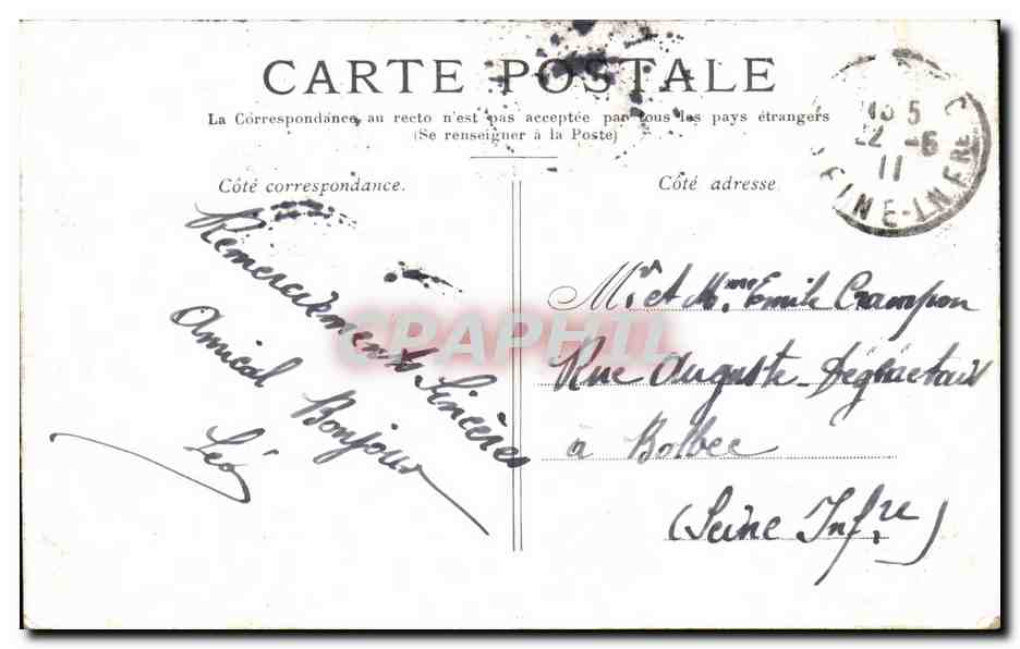 CPA Paris Le Palais Royal — Rückseite