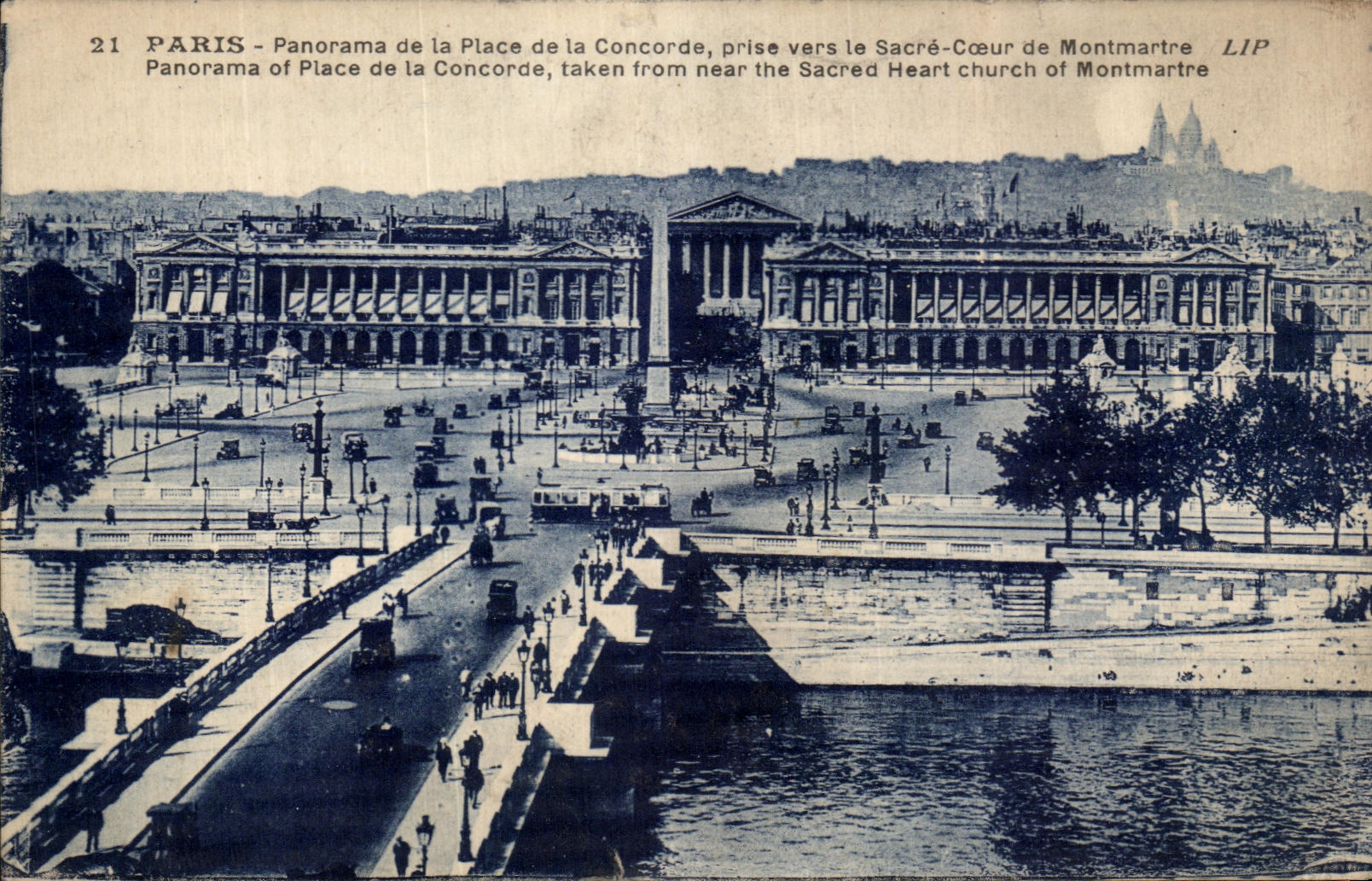 CPA Paris Panorama de la Place de la Concorde prise vers le Sacre Coeur de Montmartre