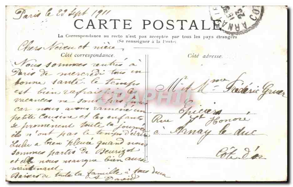 CPA Paris La Conciergerie — Rückseite