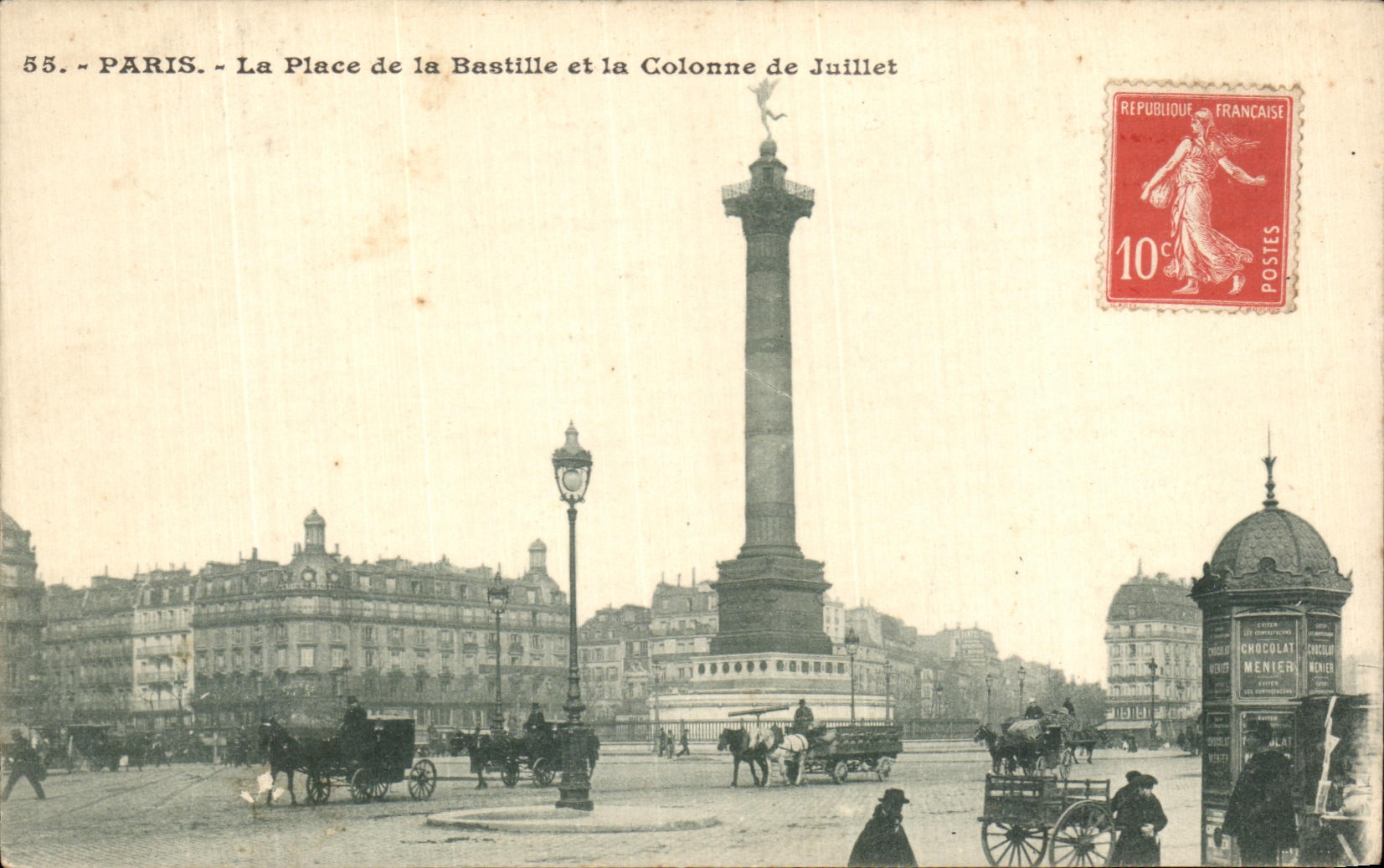 CPA Paris La Place de la Bastille et la Colonne de Juillet