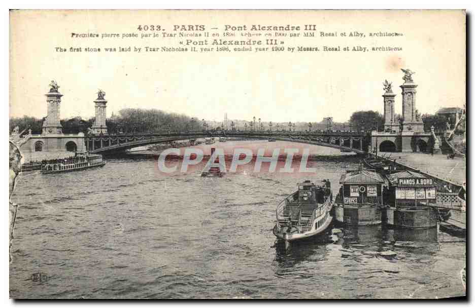 CPA Paris Pont Alexandre III Bateaux