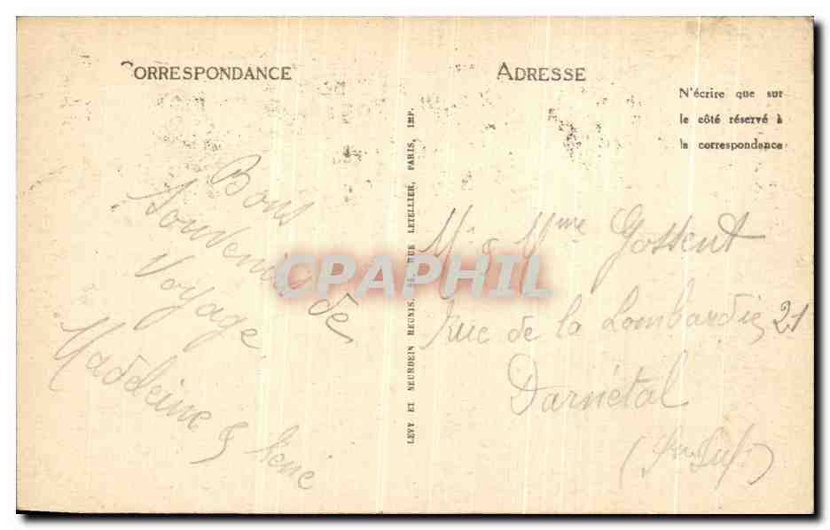 CPA Paris Boulevard et Porte Saint Denis — Verso