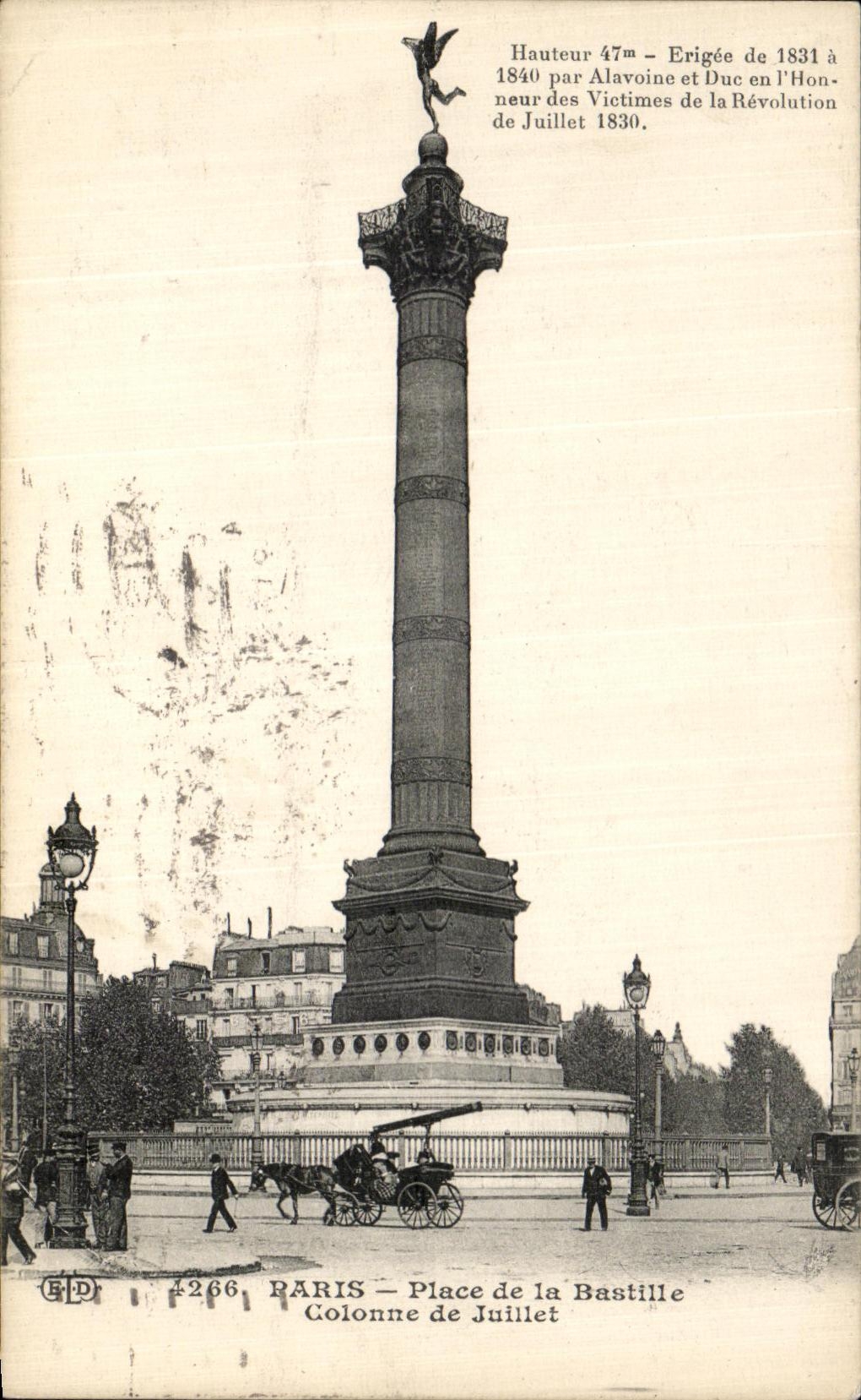 CPA Paris Place de la Bastille Colonne de Juillet