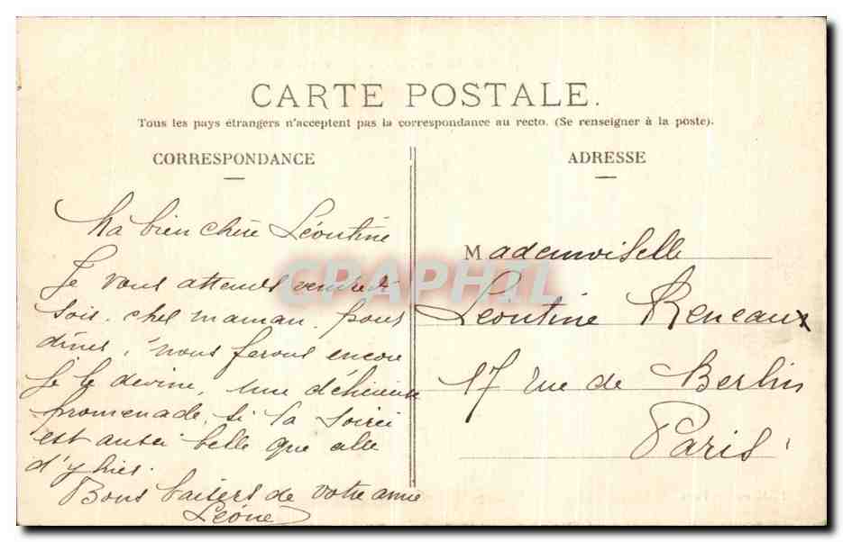 CPA Paris Theatre et Place du Chatelet — Verso