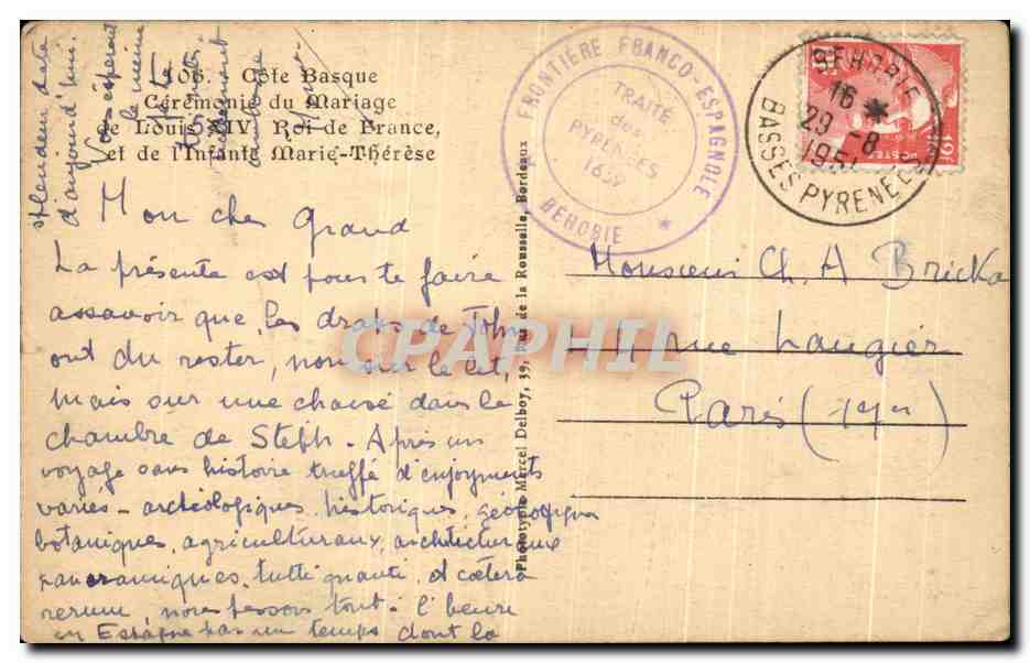 CPA Louis XIV Roi De France Et De L Infant Marie Therese  — Rückseite