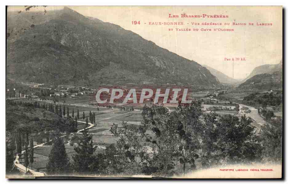 Eaux-Bonnes — Vue générale du bassin de Laruns et vallée du Gave d'Olonon — Phototype Labouché, Toulouse