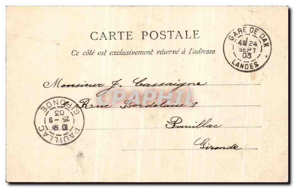 CPA Bayonne Pont Peyreire et Allees Paulmy — Verso