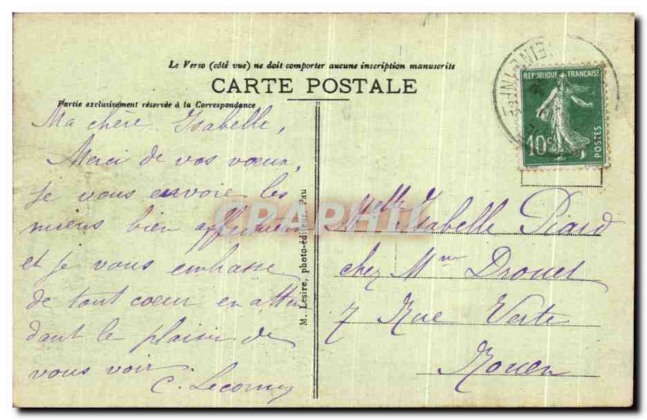 CPA Pau Le Chateau Et Le Gave — Rückseite