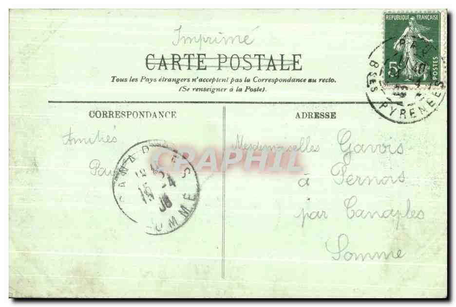CPA Pau Le Chaine des Pyrenees — Verso