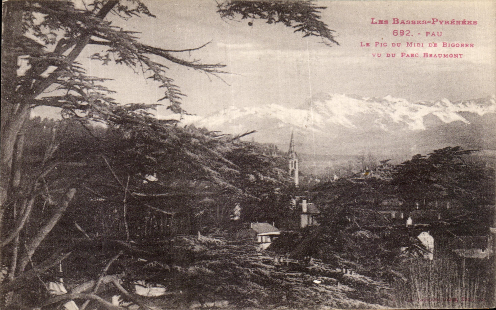 Les Basses-Pyrénées - Le Pic du Midi de Bigorre vu du Parc Beaumont - 682 - Pau