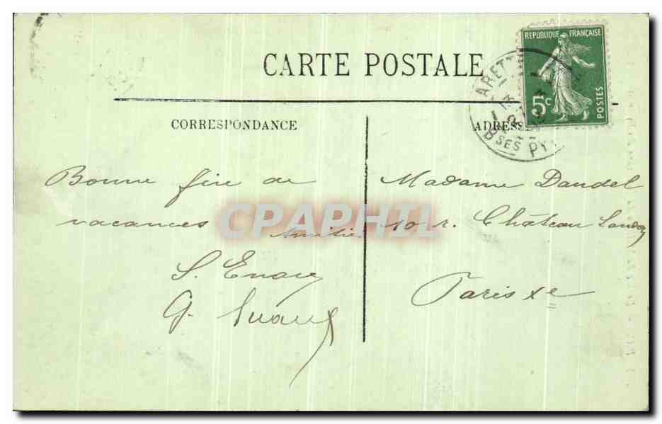 Pau — Le Pic du Midi vu du Boulevard des Pyrénées — LL n°231 — Verso