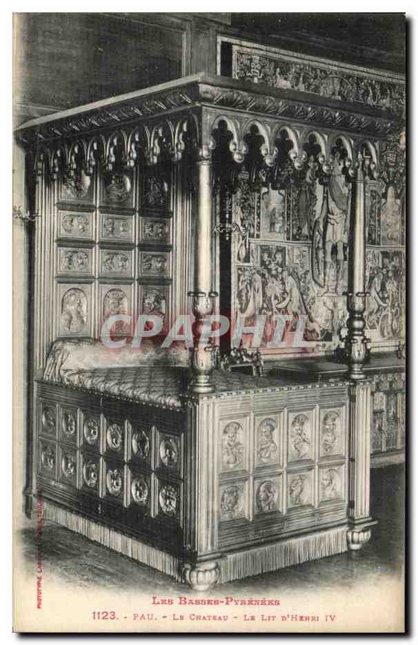 Pau - Das Schloss - Das Bett von Henri IV — Motive Carte, n° 1123