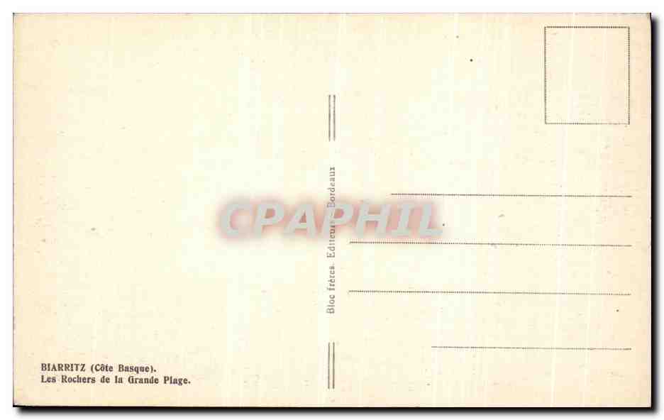 CPA Biarritz Les Rochers de La Grande Plage  — Verso