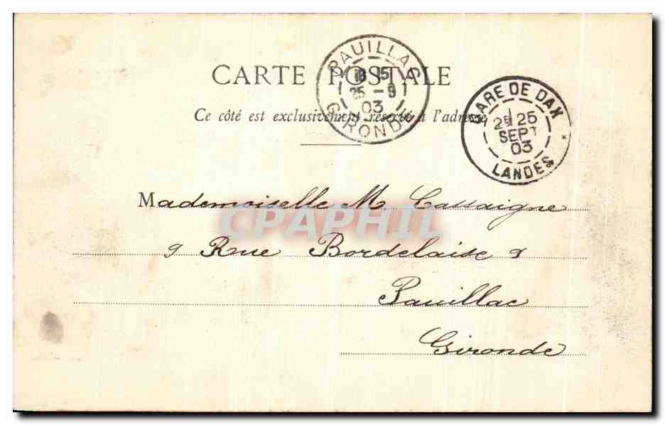 CPA Biarritz La Cote Des Basques — Verso