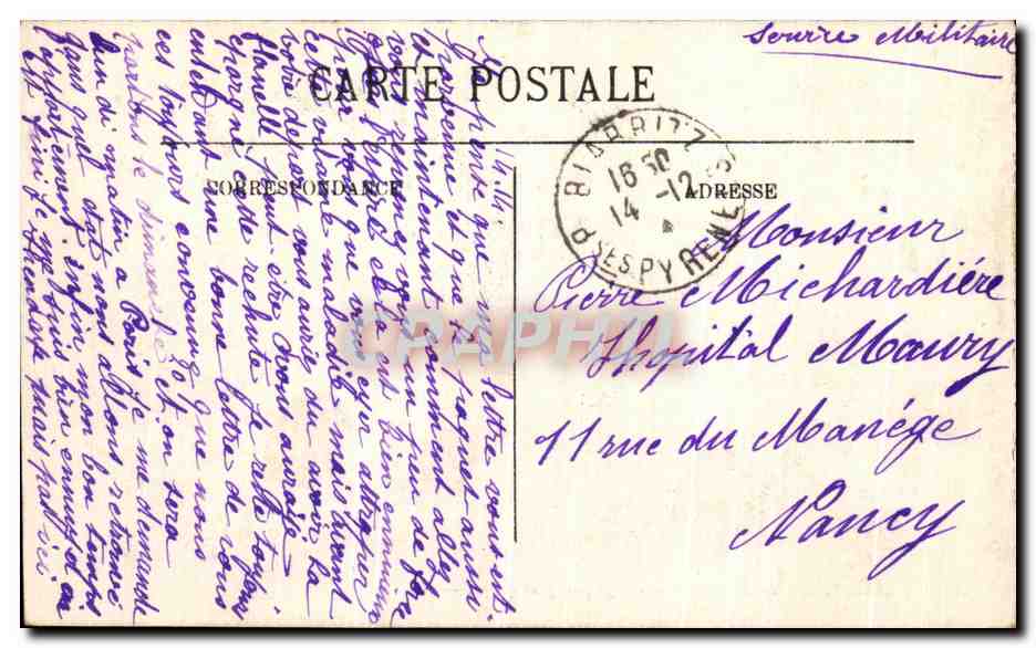CPA Biarritz La Rocher de La Vierge Par Gros Temps  — Rückseite