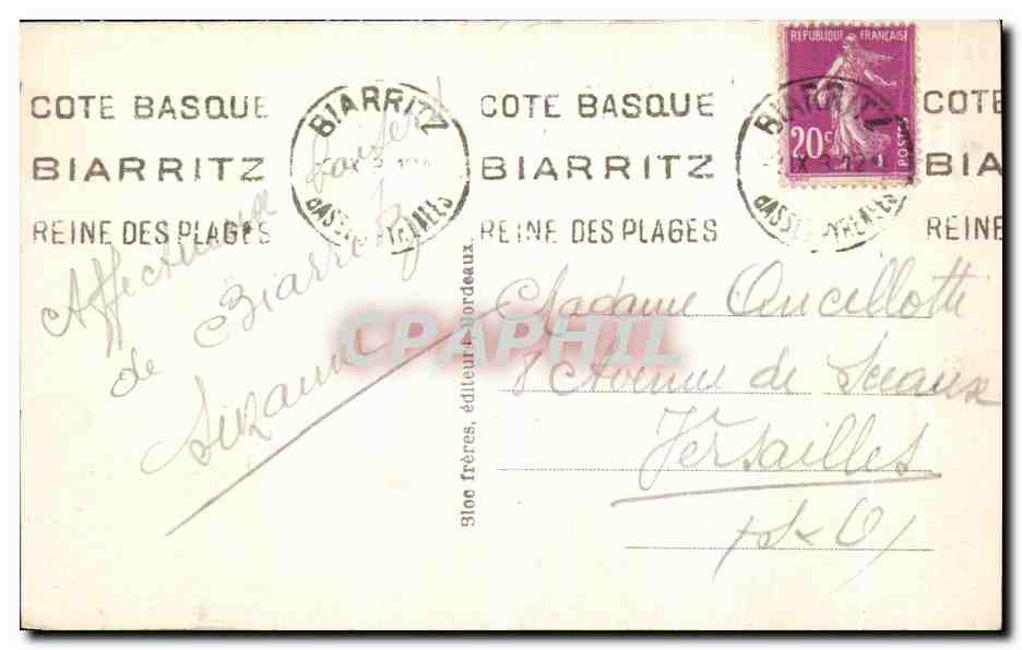 CPA Biarritz Les Falaises Du Phare  — Verso