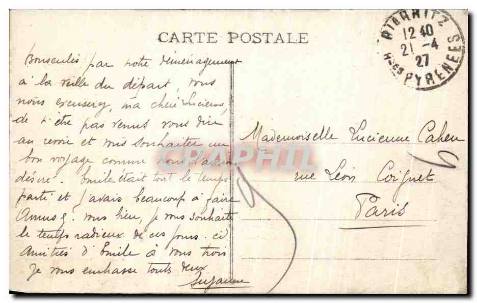Biarritz (B.-P.) - Le Rocher de la Vierge pendant la Tempête - Marcel Talbouy, Bordeaux — Verso