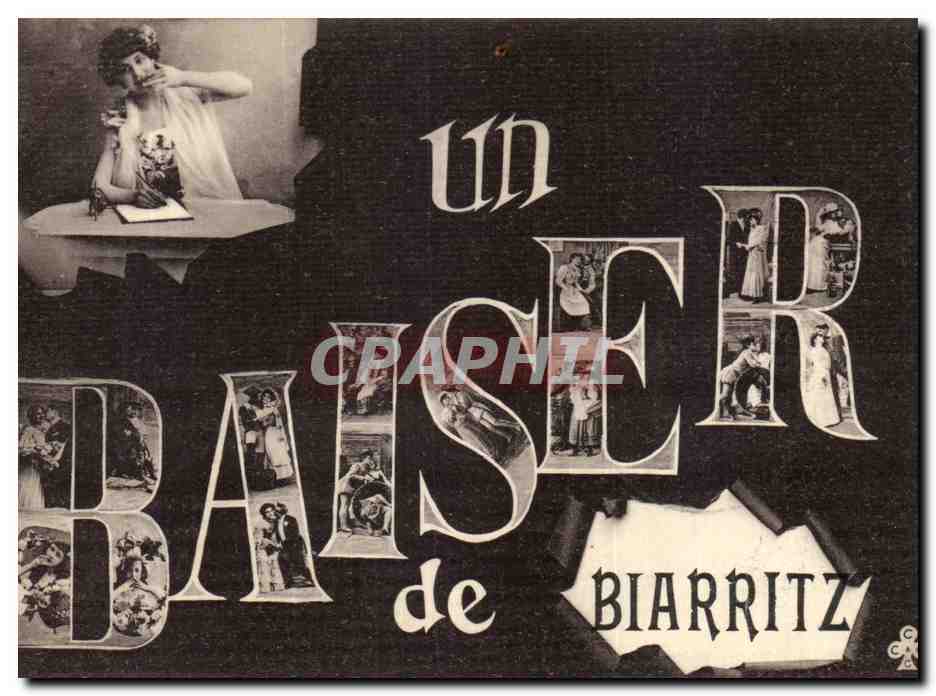 CPA Biarritz Baiser FEmme