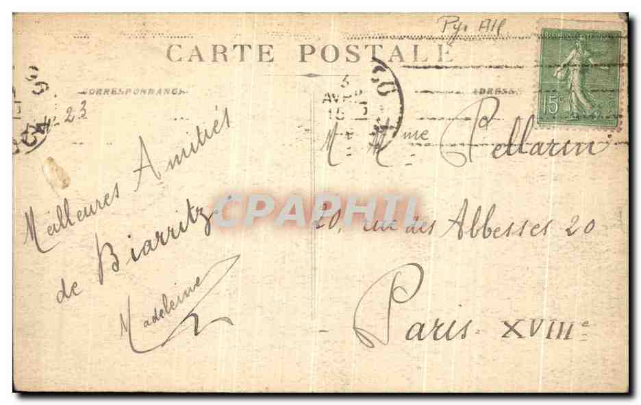 CPA Biarritz Crepuscule — Verso