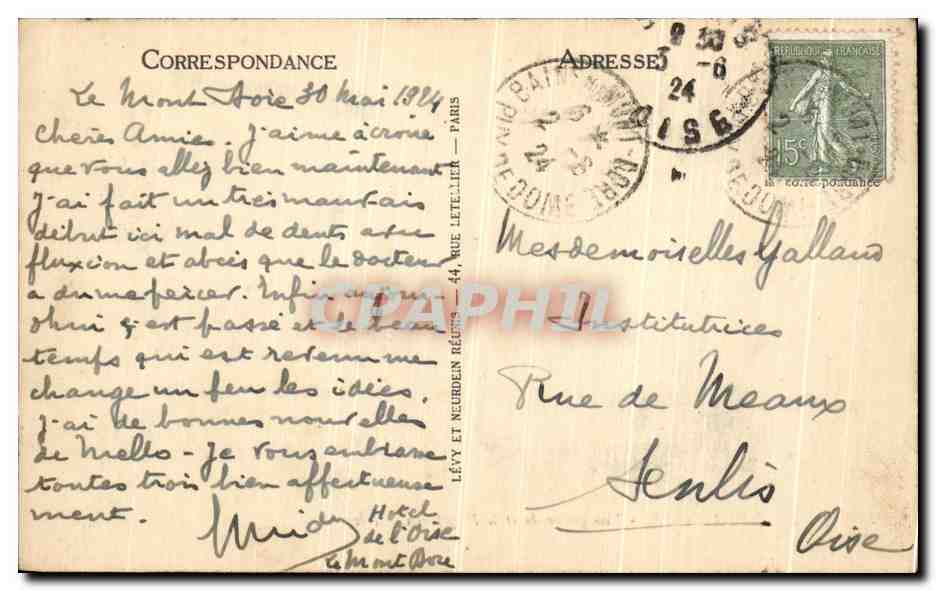 CPA Le Mont Dore Vue Generale et Le Puy Gros Ane — Rückseite