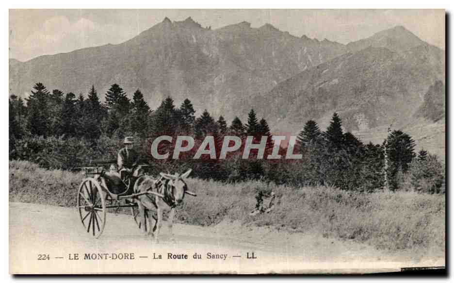 CPA Le Mont Dore La Route du Sancy Voiture a ane