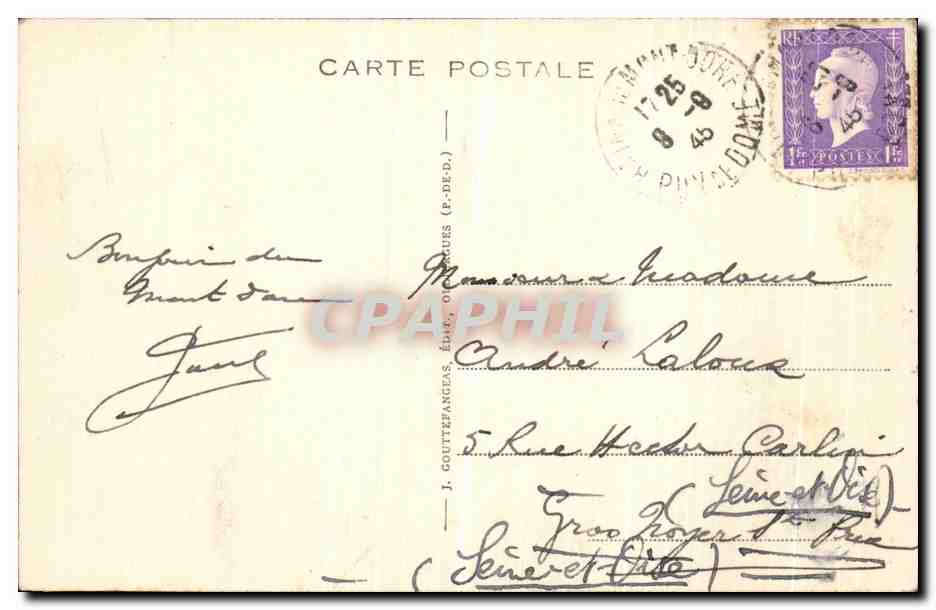 CPA Le Mont Dore Vue Generale et Vallee du Sancy  — Verso