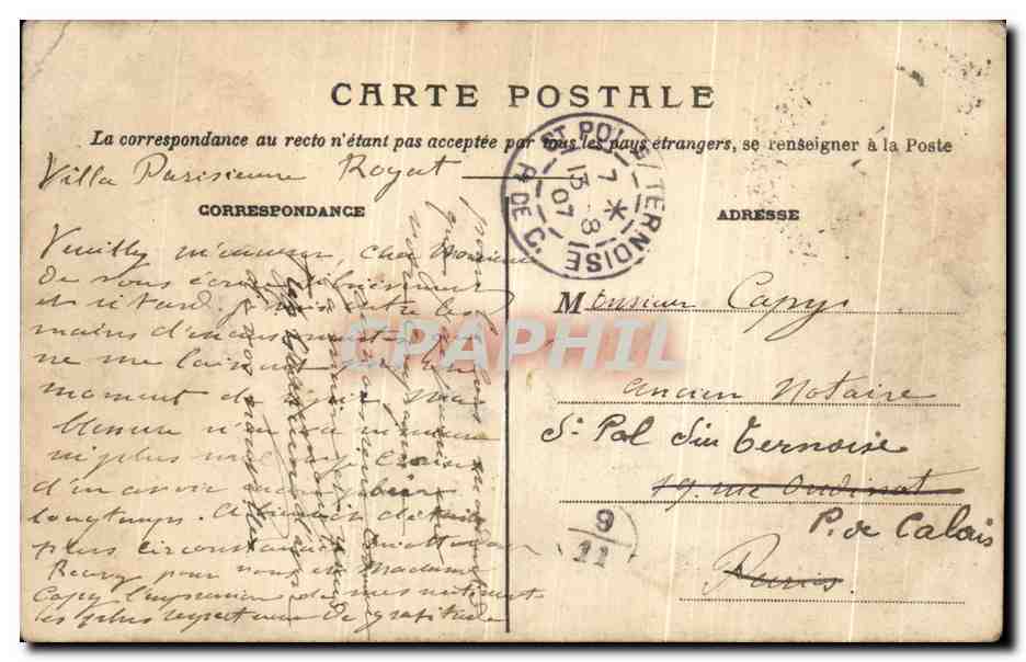CPA Puy De Dome La Chaine des Domes et Les Monts Dore — Verso
