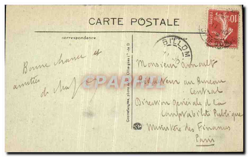 Paysage d'Auvergne — Château féodal de BUSSEÔL — G. d'O. — Rückseite
