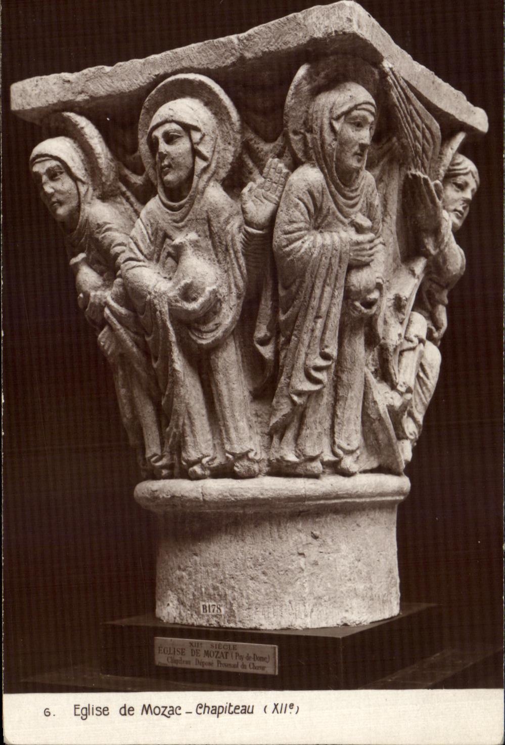 Église de Mozac — Chapiteau du XIIe siècle — Chapiteau (Pay de Dome)