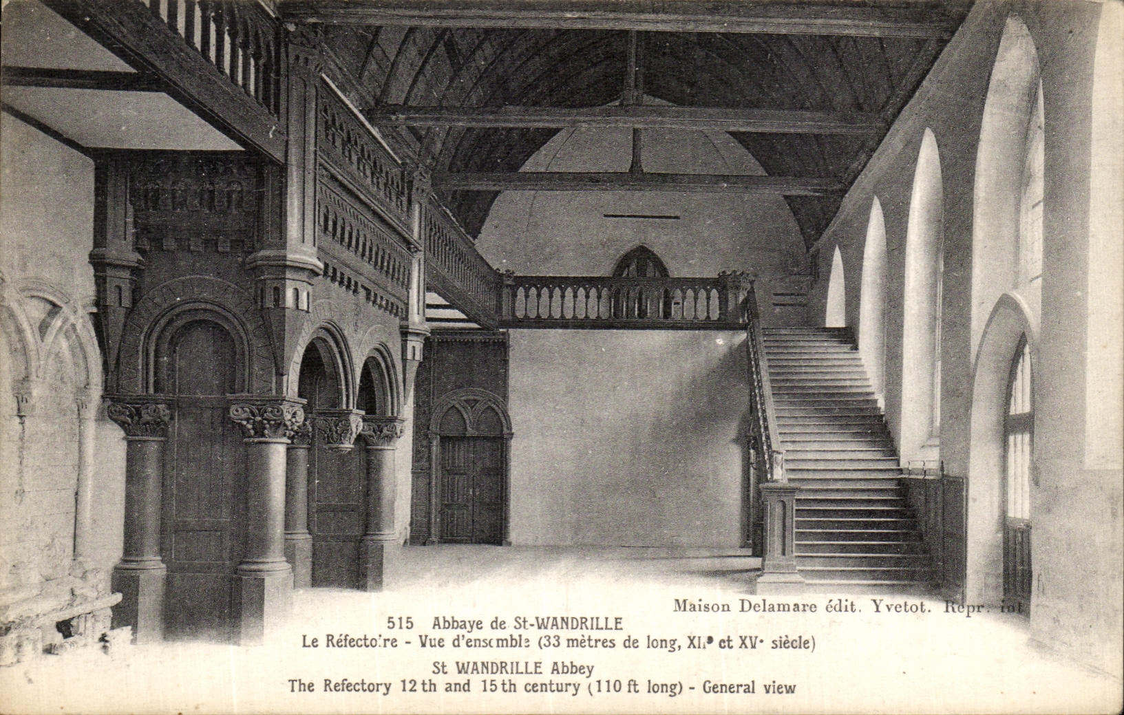 CPA Abbaye De St Wandrille le refectoire Vue d ensemble