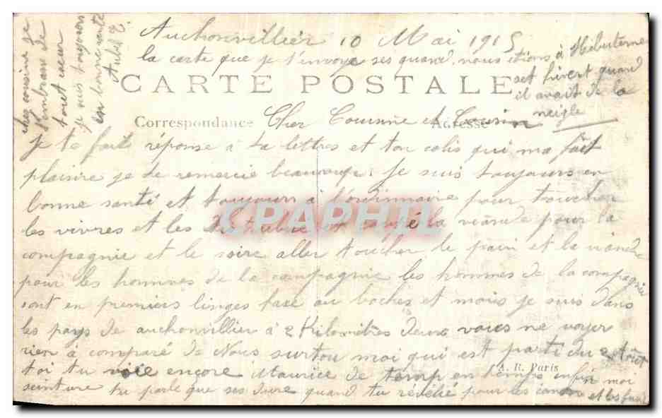Une tranchée abri, à HÉBUTERNE — La Grande Guerre 1914-15 — A.R. — Verso
